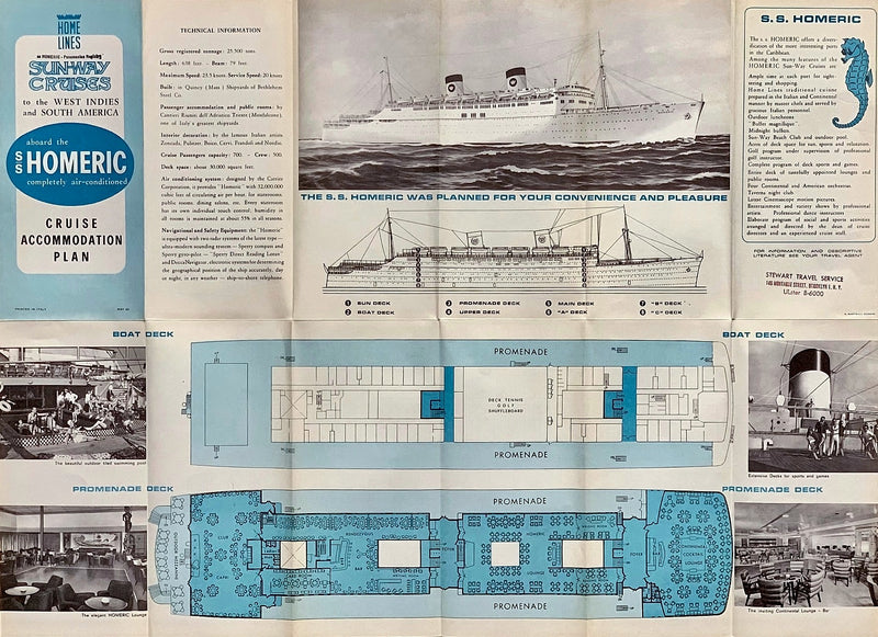 HOMERIC: 1932 - Fold-out deck plan from 1962