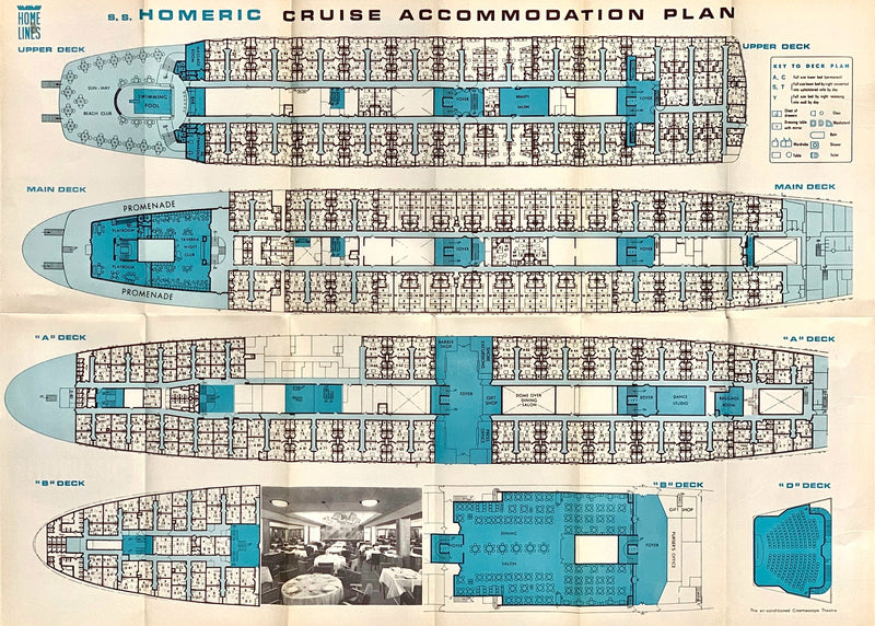 HOMERIC: 1932 - Fold-out deck plan from 1962