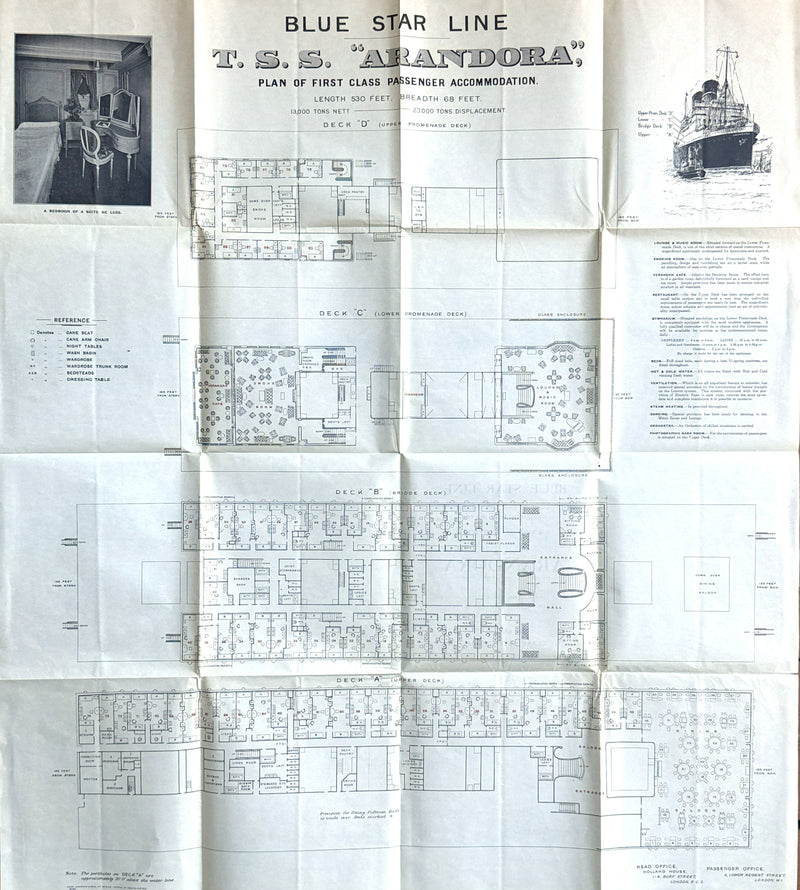 ARANDORA: 1927 - Pre-maiden voyage deck plan