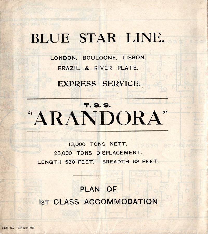 ARANDORA: 1927 - Pre-maiden voyage deck plan