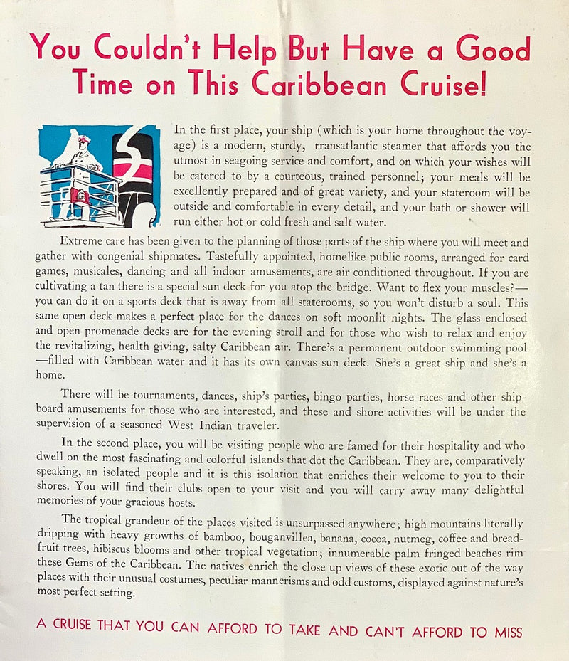 SCANPENN & SCANMAIL: 1919 - Colorful Caribbean cruises w/ isometric deck plans