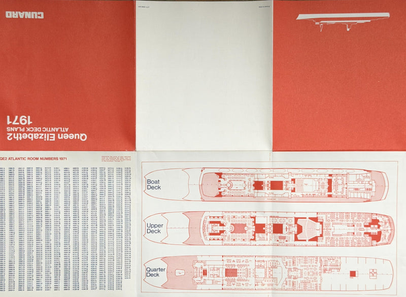 QE2: 1969 - Rare 1971 "Atlantic" deck plan w/ original lay-out
