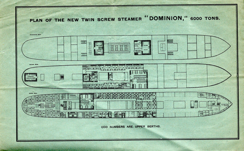 Various: pre-war - 1898 Dominion Line fleet deck plans w/ 7 ships