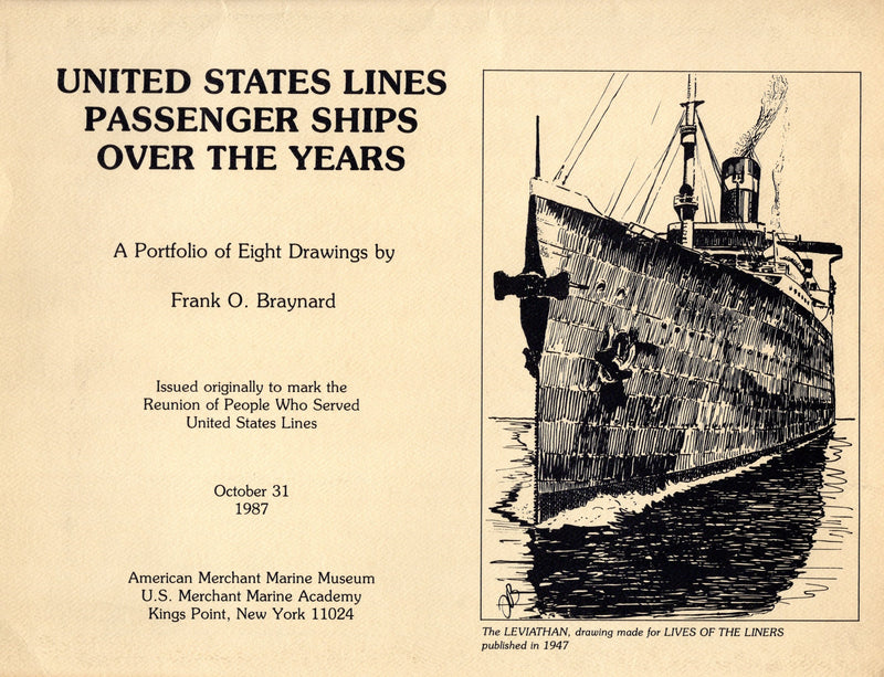Various Ships - Portfolio of 8 frameable United States Lines ship portraits by Braynard