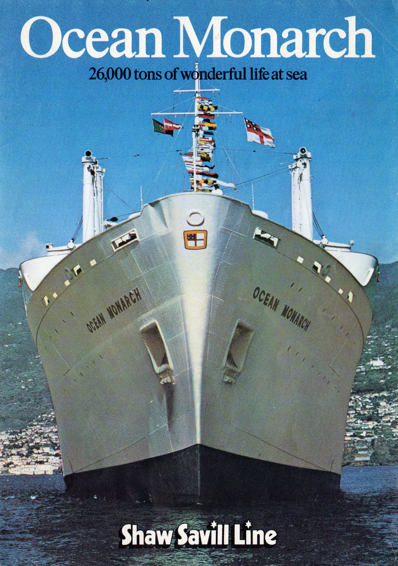 OCEAN MONARCH: 1957 - Big, colorful 1971 brochure w/ interiors & deck plan