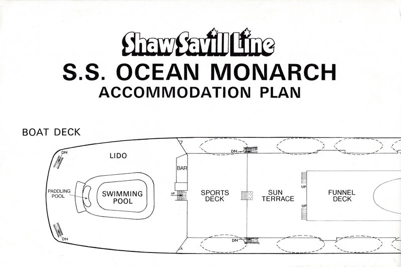 OCEAN MONARCH: 1957 - Large deck plan from 1971