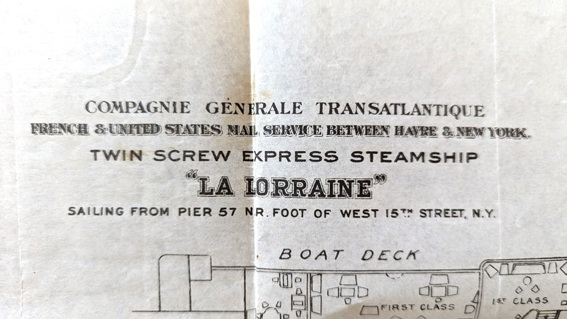 LA LORRAINE: 1900 - End of the line First & Second class deck plan 1919