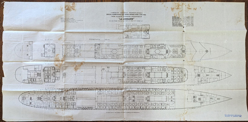 LA LORRAINE: 1900 - End of the line First & Second class deck plan 1919