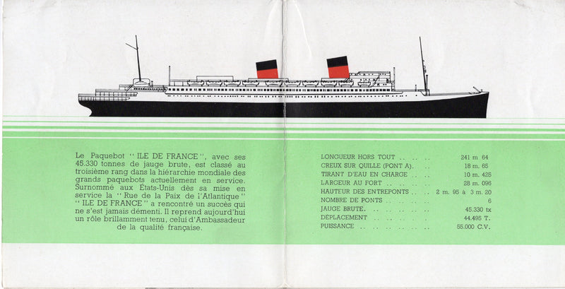 ILE DE FRANCE: 1927 - 1949 reentry to service tour brochure