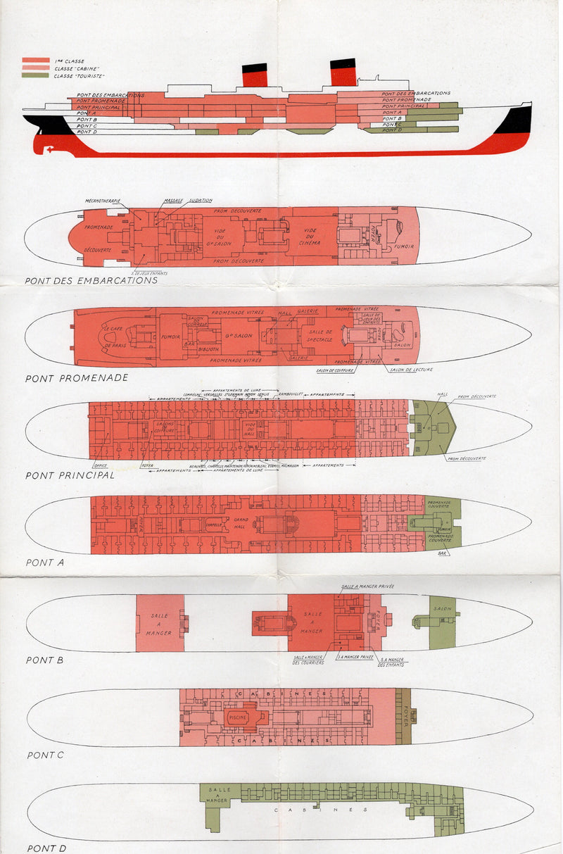ILE DE FRANCE: 1927 - 1949 reentry to service tour brochure