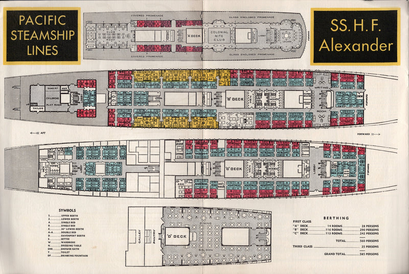 Various: pre-war - Colorful & deluxe 1935 Admiral Line fleet brochure w/ plans