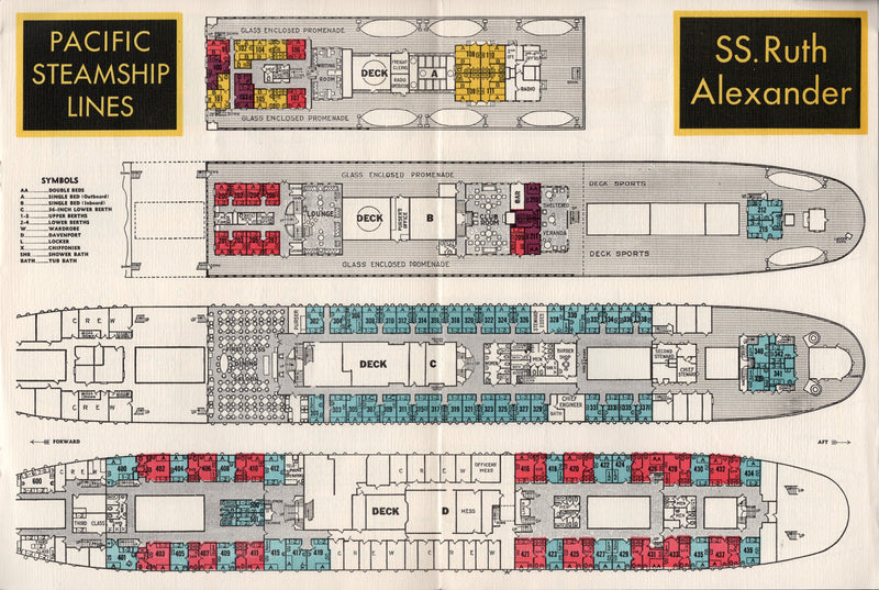 Various: pre-war - Colorful & deluxe 1935 Admiral Line fleet brochure w/ plans