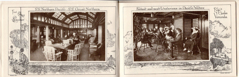 GREAT NORTHERN & NORTHERN PACIFIC: 1915 - Delightful souvenir log booklet w/ interior photos