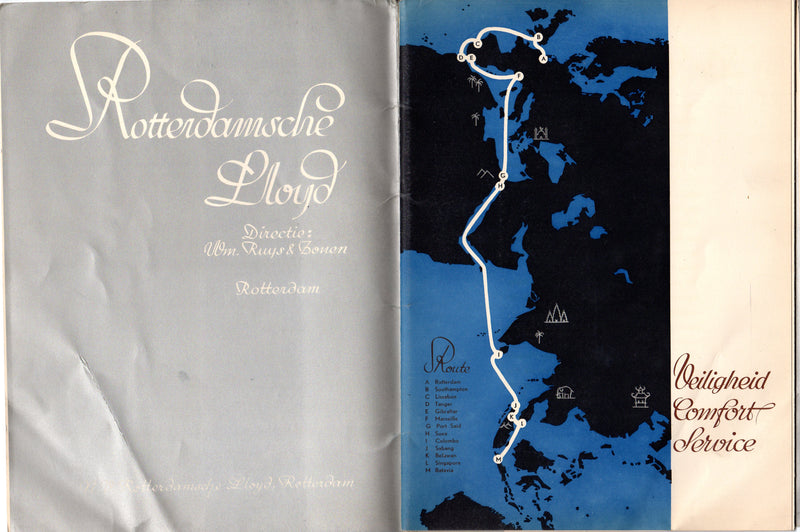 Various: pre-war - Elegant Rotterdam Lloyd fleet interiors brochure from 1930s