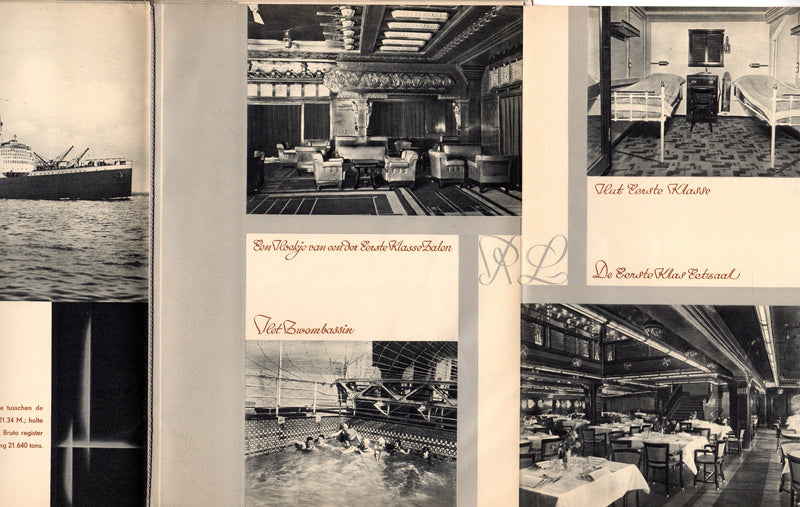 Various: pre-war - Elegant Rotterdam Lloyd fleet interiors brochure from 1930s