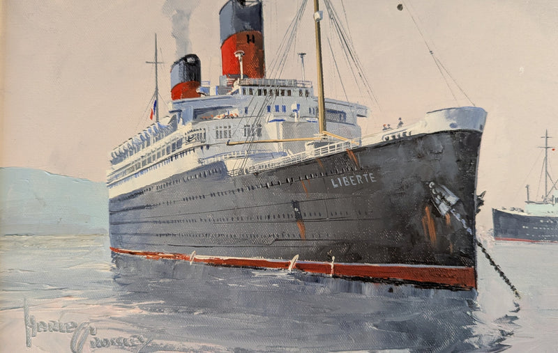 ILE DE FRANCE & LIBERTE - Original Crossley painting