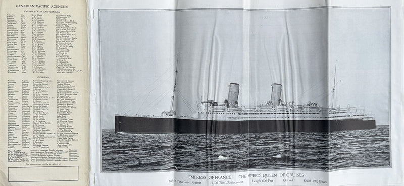 EMPRESS OF FRANCE: 1914 - Photo-filled cruise deck plan brochure from 1930