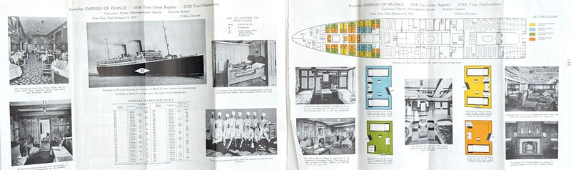 EMPRESS OF FRANCE: 1914 - Photo-filled cruise deck plan brochure from 1930