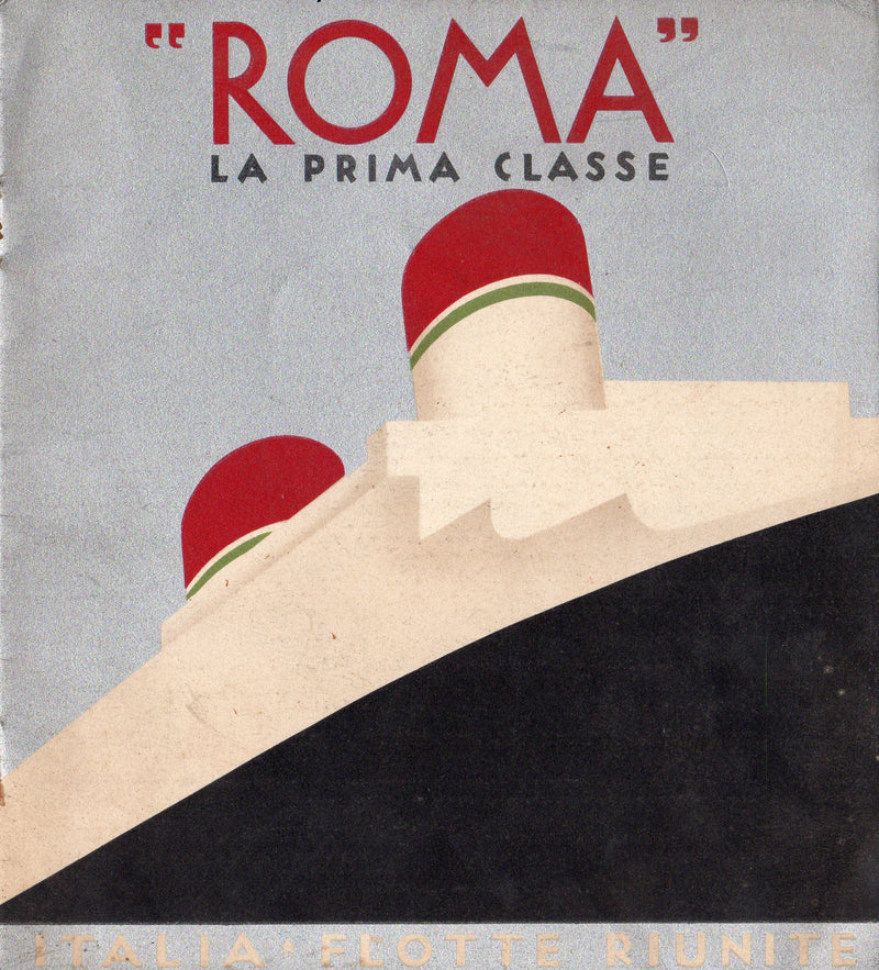 ROMA: 1926 - Deluxe First Class brochure w/ deco cover from 1930s - Italian