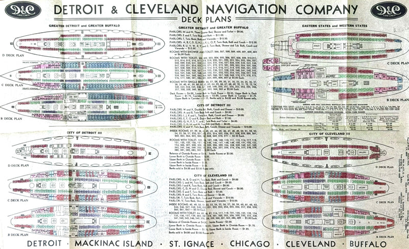 Various: pre-war - D&C Line Great Lakes fleet deck plans