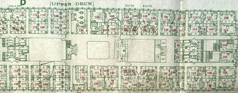 GEORGE WASHINGTON: 1909 - Large 1913 deck plan w/ 1st & 2nd classes