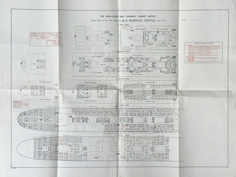 WINDSOR CASTLE: 1922 - Deck plan of last 4-stacker