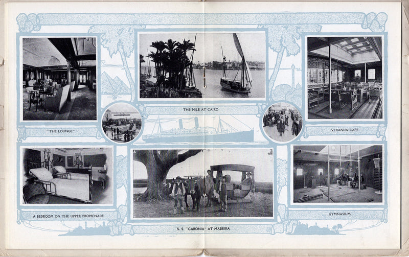 CARONIA, CARMANIA, FRANCONIA & LACONIA - Cunard 1911-12 Mediterranean cruise brochure