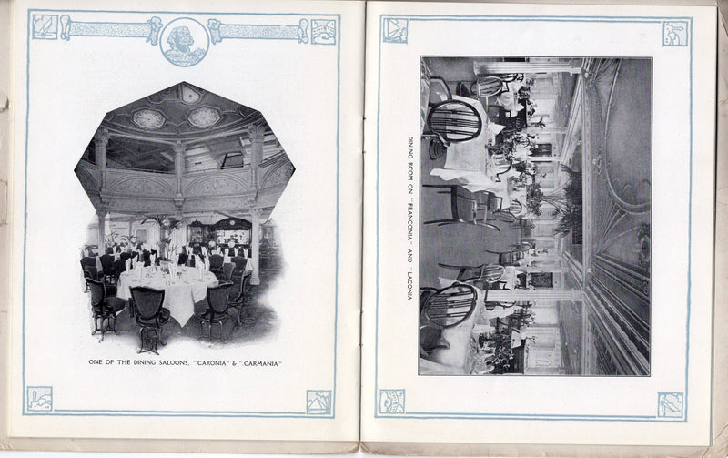 CARONIA, CARMANIA, FRANCONIA & LACONIA - Cunard 1911-12 Mediterranean cruise brochure