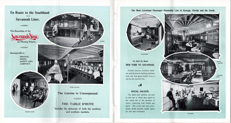 Various: pre-war - Circa 1900 Savannah Line fleet brochure w/ pics & plans