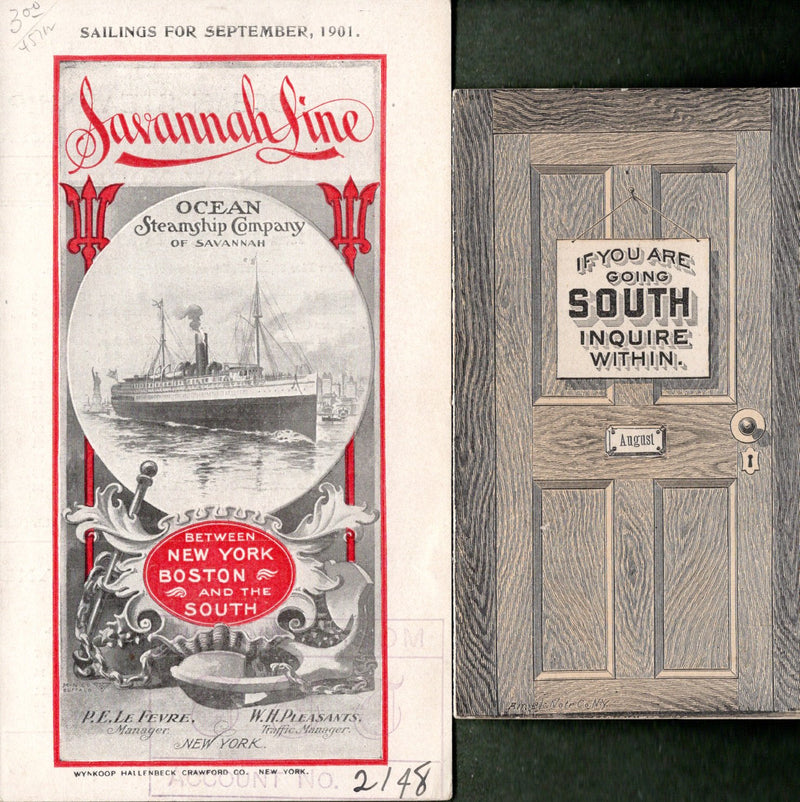 Various: pre-war - Circa 1900 Savannah Line fleet brochure w/ pics & plans