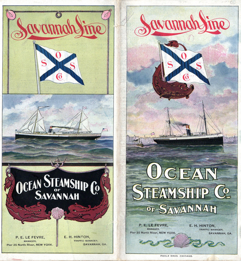 Various: pre-war - Circa 1900 Savannah Line fleet brochure w/ pics & plans