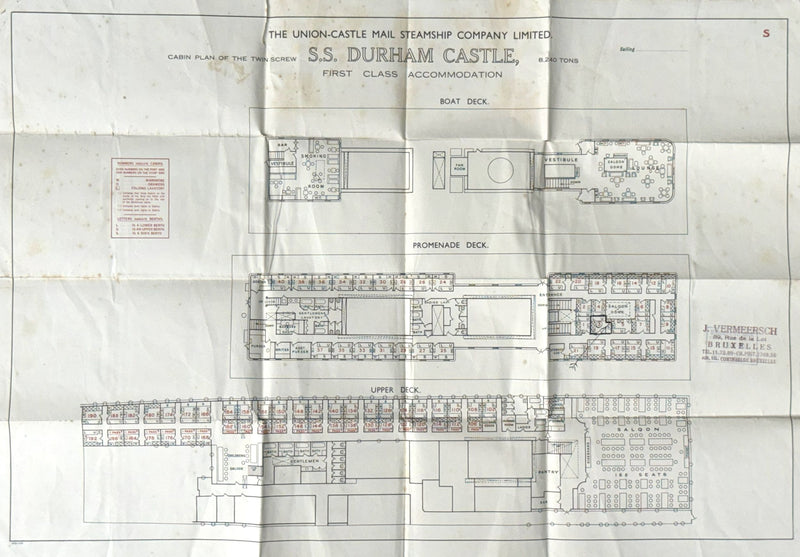 DUNHAM CASTLE: 1904 - Deck plan showing First Class