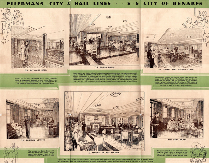 CITY OF BENARES: 1936 - Intro interiors brochure for disaster ship