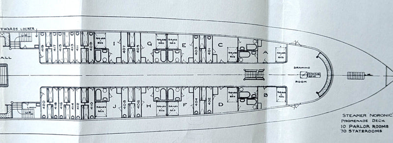 NORONIC: 1913 - Rare deck plan of disaster ship