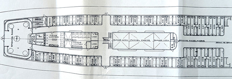 NORONIC: 1913 - Rare deck plan of disaster ship