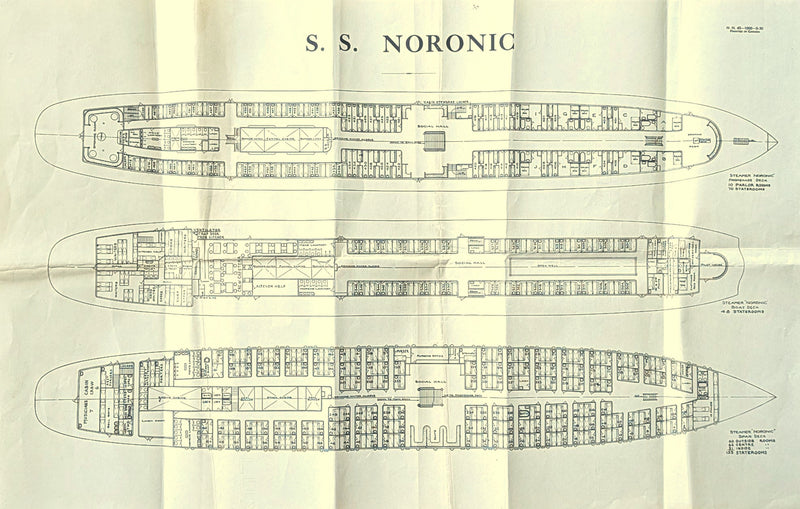 NORONIC: 1913 - Rare deck plan of disaster ship