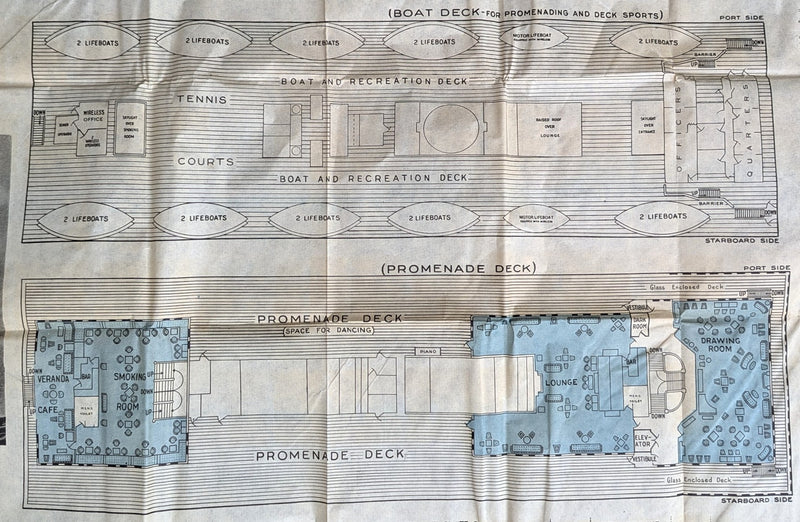 CALGARIC: 1918 - Cruise deck plan from 1930