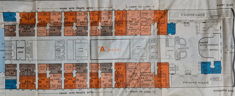 CALGARIC: 1918 - Cruise deck plan from 1930