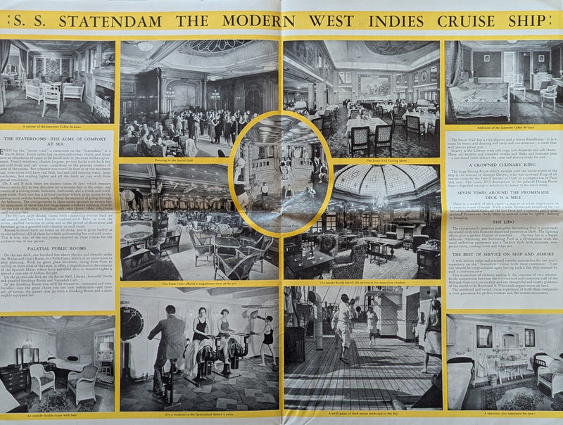 STATENDAM: 1929 - Huge 1931-32 cruise brochure w/ interiors & plans