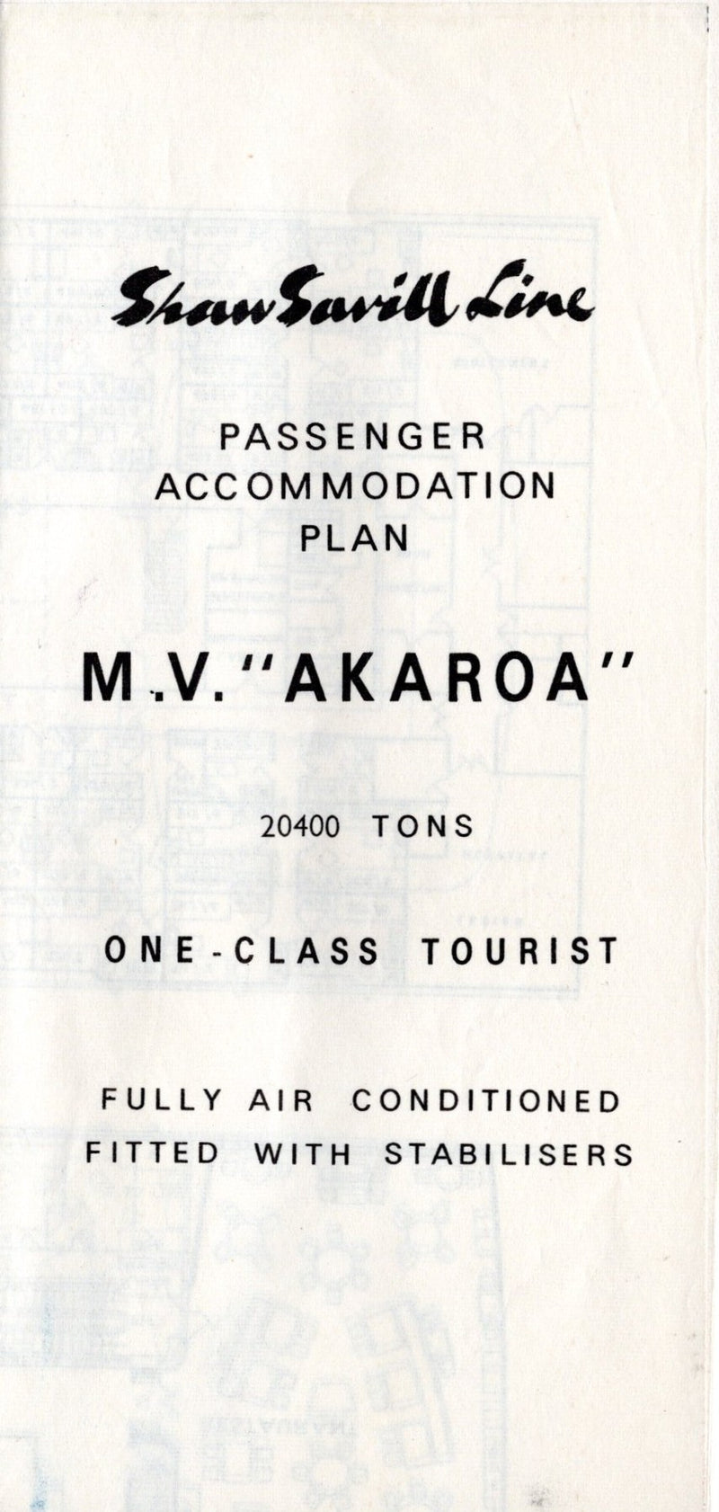 AKAROA: 1930 - Full ship deck plan from 1968