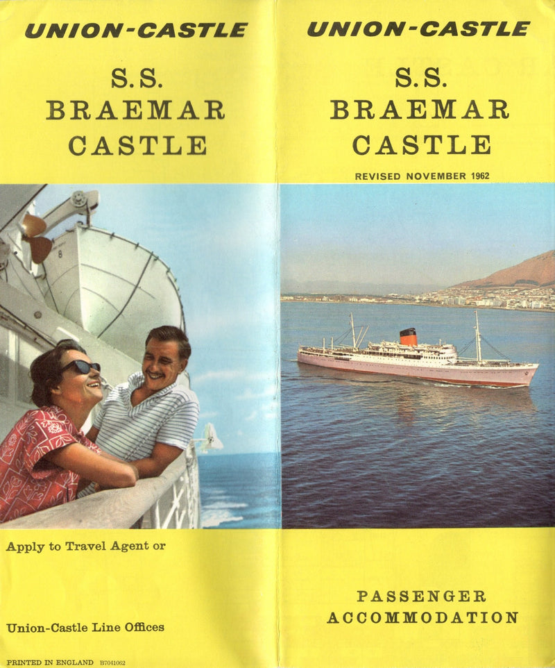 BRAEMAR CASTLE: 1952 - Color-coded deck plan w/ interiors
