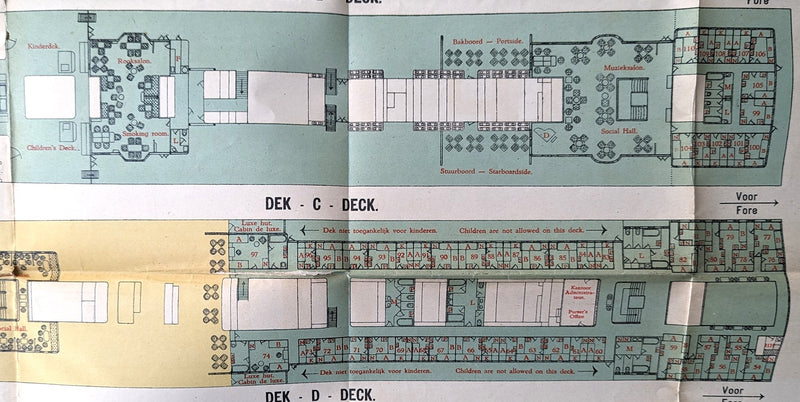 JAN PIETERSZOON COEN: 1915 - Color-coded deck plan from 1929