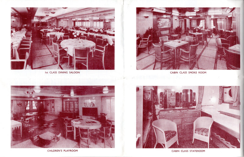 AUREOL: 1951 - First & Cabin class deck plan w/ interiors from 1956