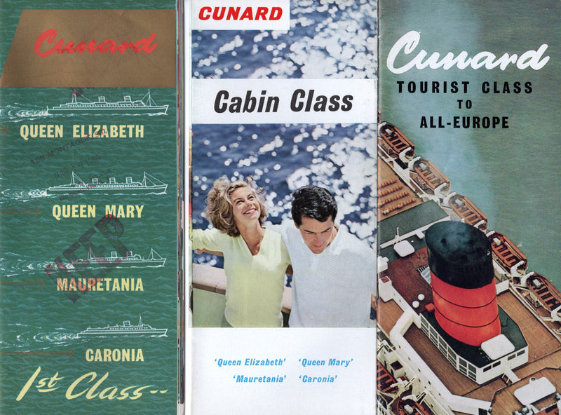 Various Ships - Cunard First, Cabin & Tourist interiors brochure in color