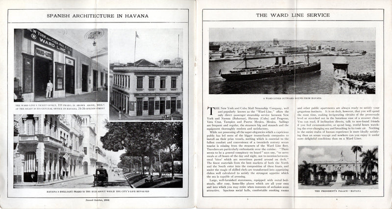 Various: pre-war - Circa 1912 Ward Line fleet brochure w/ deck plans & photos