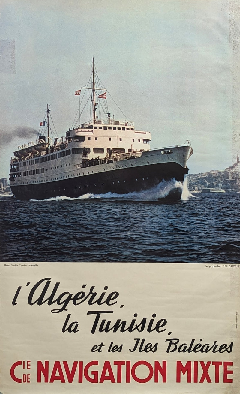 EL DJEZAIR: 1952 - 2 French Cie de Navigation Mixte agency posters from 1950s