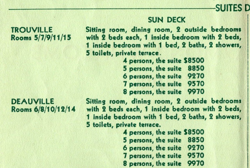 NORMANDIE: 1935 - Rates for 1938 "Cruise to Rio"
