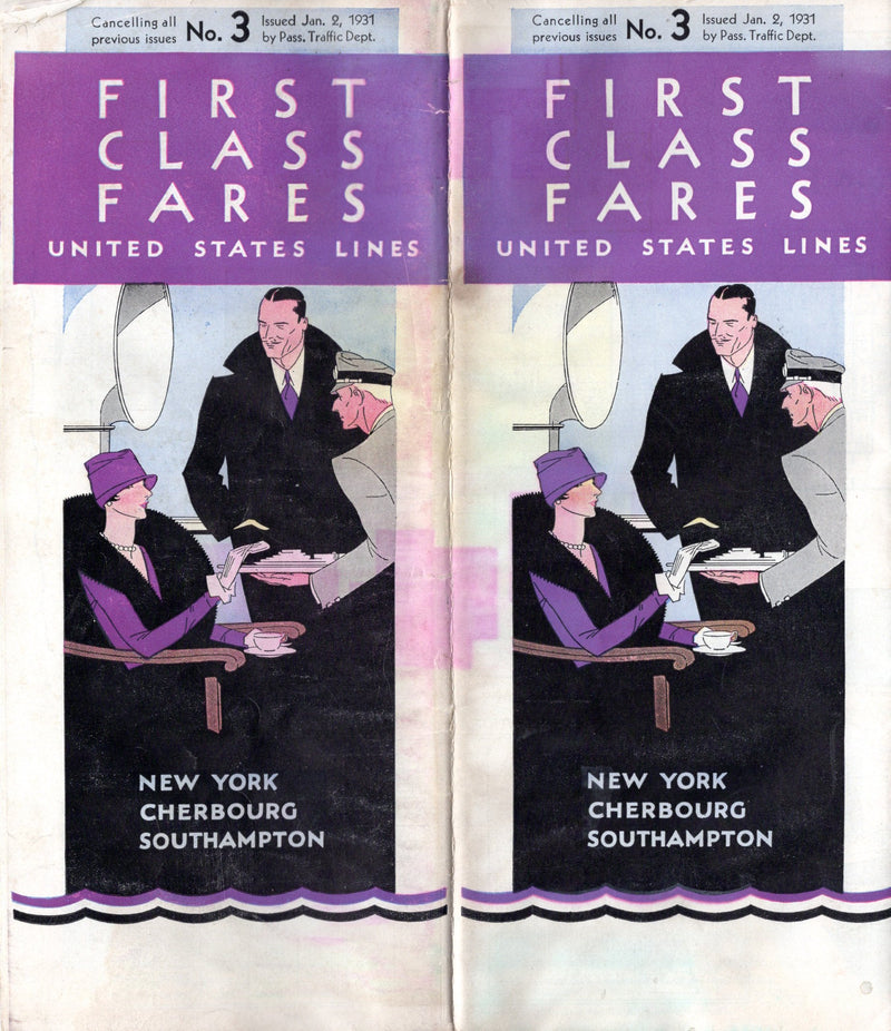 LEVIATHAN: 1914 - First Class deck plan & fares brochure w/ photos & cutaway