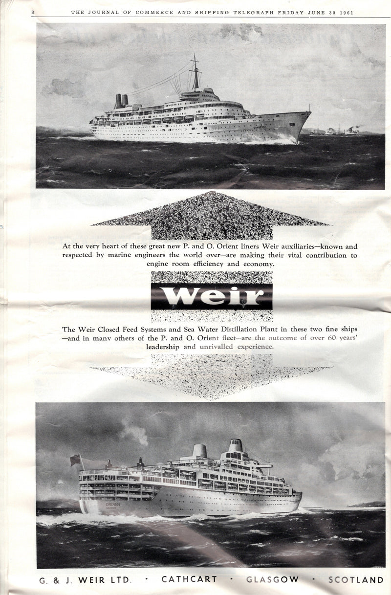 ORIANA & CANBERRA - Special 1961 "Journal of Commerce" issue