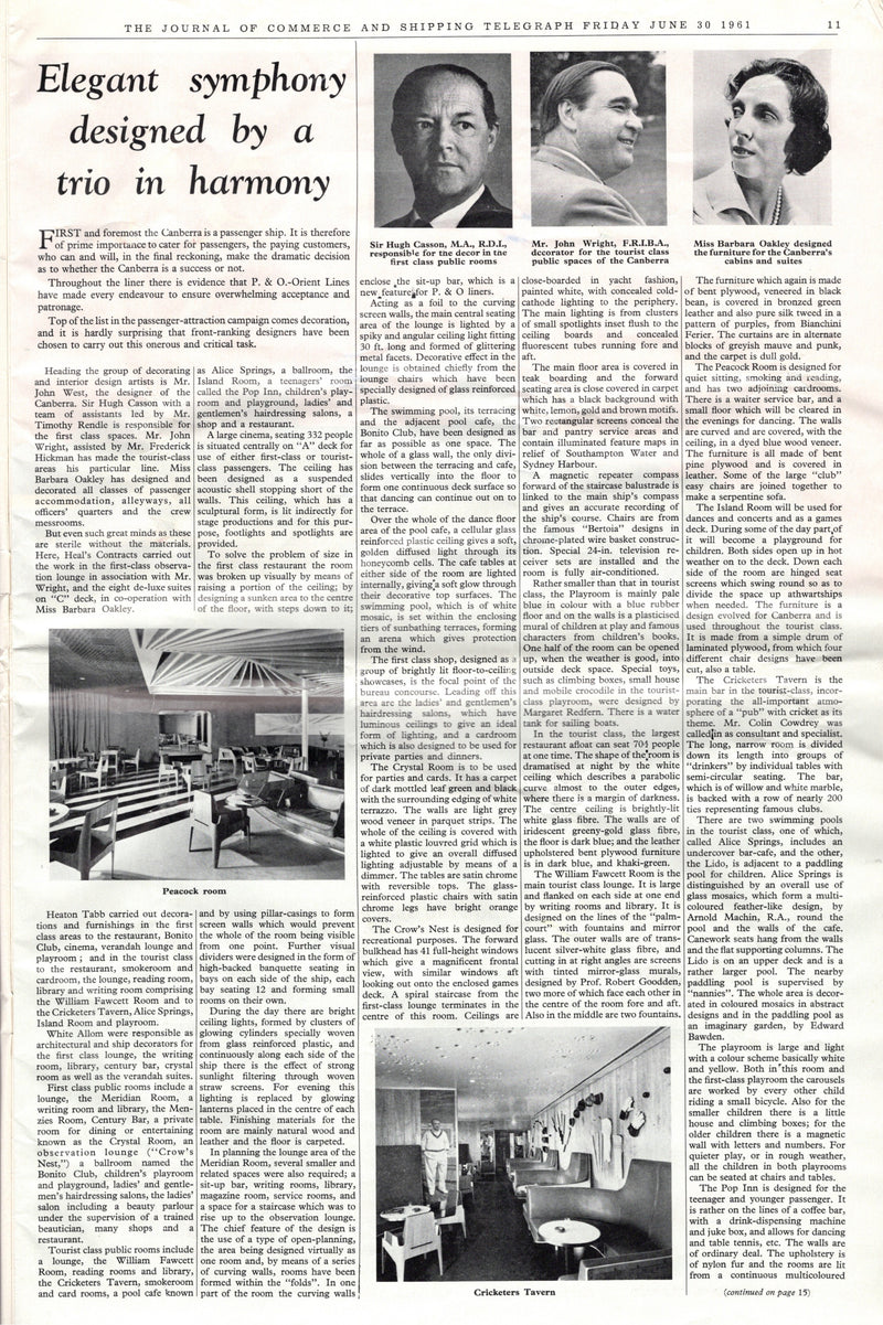 ORIANA & CANBERRA - Special 1961 "Journal of Commerce" issue